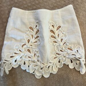Authentic Zimmermann Cream Linen Skirt